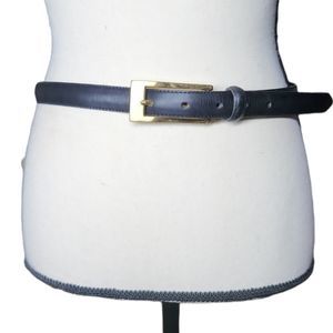 𝅺KENNETH Cole New York Genuine Leather Black Belt with Gold Buckle Size Large